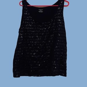 Striped Black Sequins Across A Tank-Top